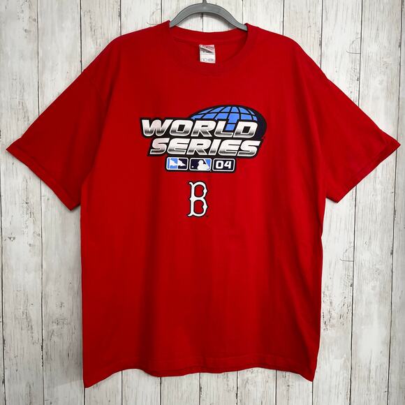 Vintage Boston Red Sox World Series 2004 Short Sleeve Red Graphic Print T Shirt - Picture 1 of 10